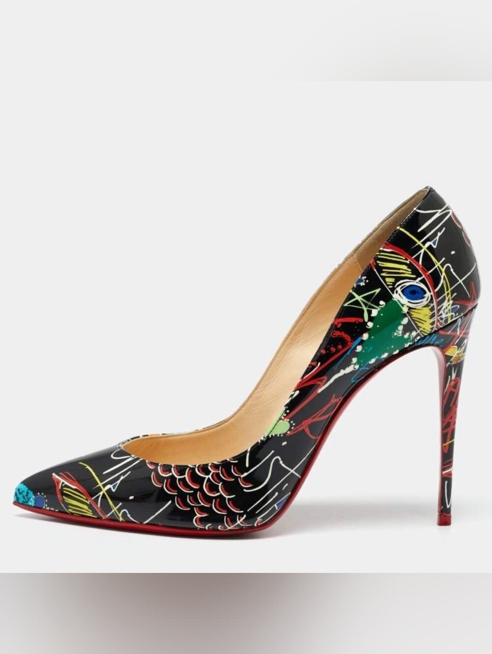 CHRISTIAN LOUBOUTIN Patent Graffiti Pigalle 100 Heels 37